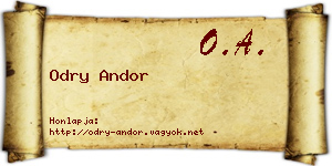 Odry Andor névjegykártya